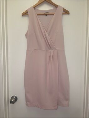 Express Blush Pink Wrap Dress Sleeveless Midi Sheath Spring wedding guest dress